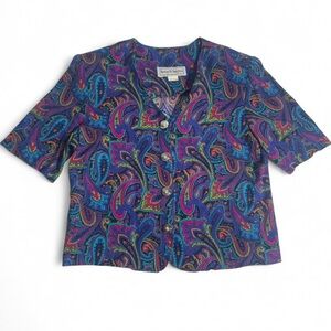 VTG 90s Norton McNaughton Paisley Rayon Blouse Whimsigoth Made in USA Phoebe 10